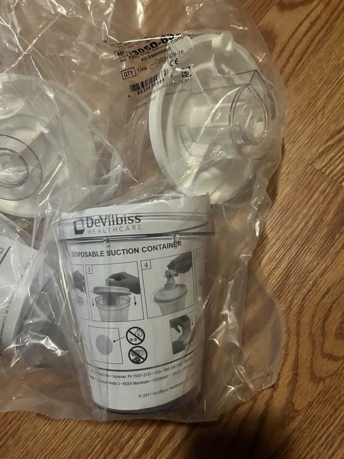 2 NEW DeVilbiss 800ml Suction Canister Kits with Filter and Tubing 7305D-633