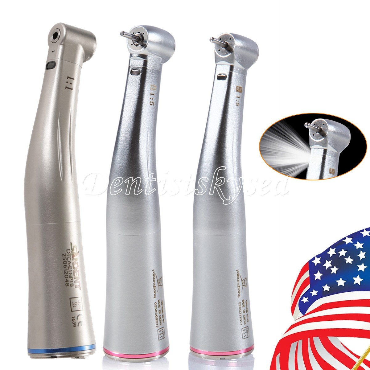 Dental Optic Fiber LED 1:5 Contra Angle Inner Channel Handpiece LED Head