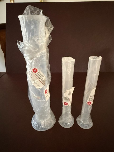 New Graduated 300ml & Two 50ml Measuring Cylinders-Liquid High Temperature PTFE