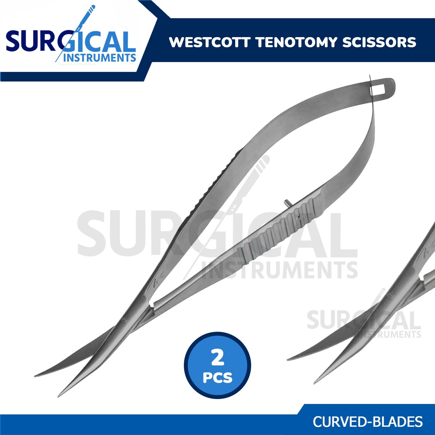 2 Pcs Westcott Tenotomy Scissors 4.5″ Curved Stainless Eye Surgical Instruments