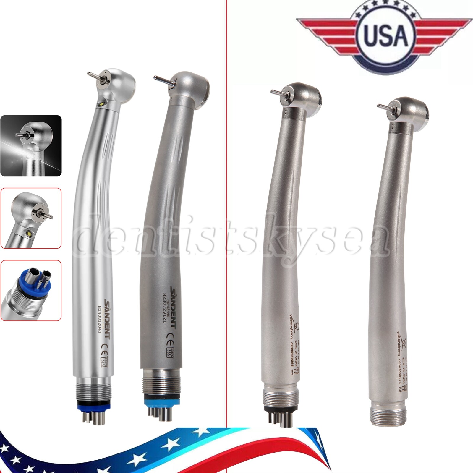Dental Ceramic Fiber Optic Handpiece/ High Speed Turbine Push Button 2/4H