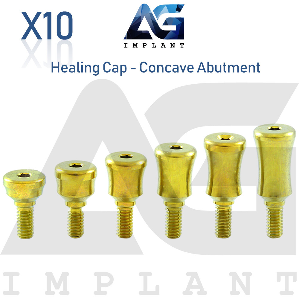 10 Standard Healing Cap Concave Abut ment Titanium Dental Int Hex
