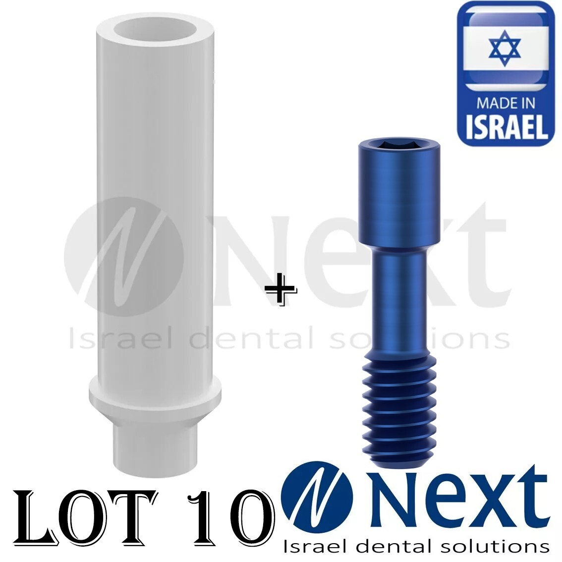 LotX10 Plastic Castable Abutment Narrow Without Hex wiht screws Internal hex 2.1