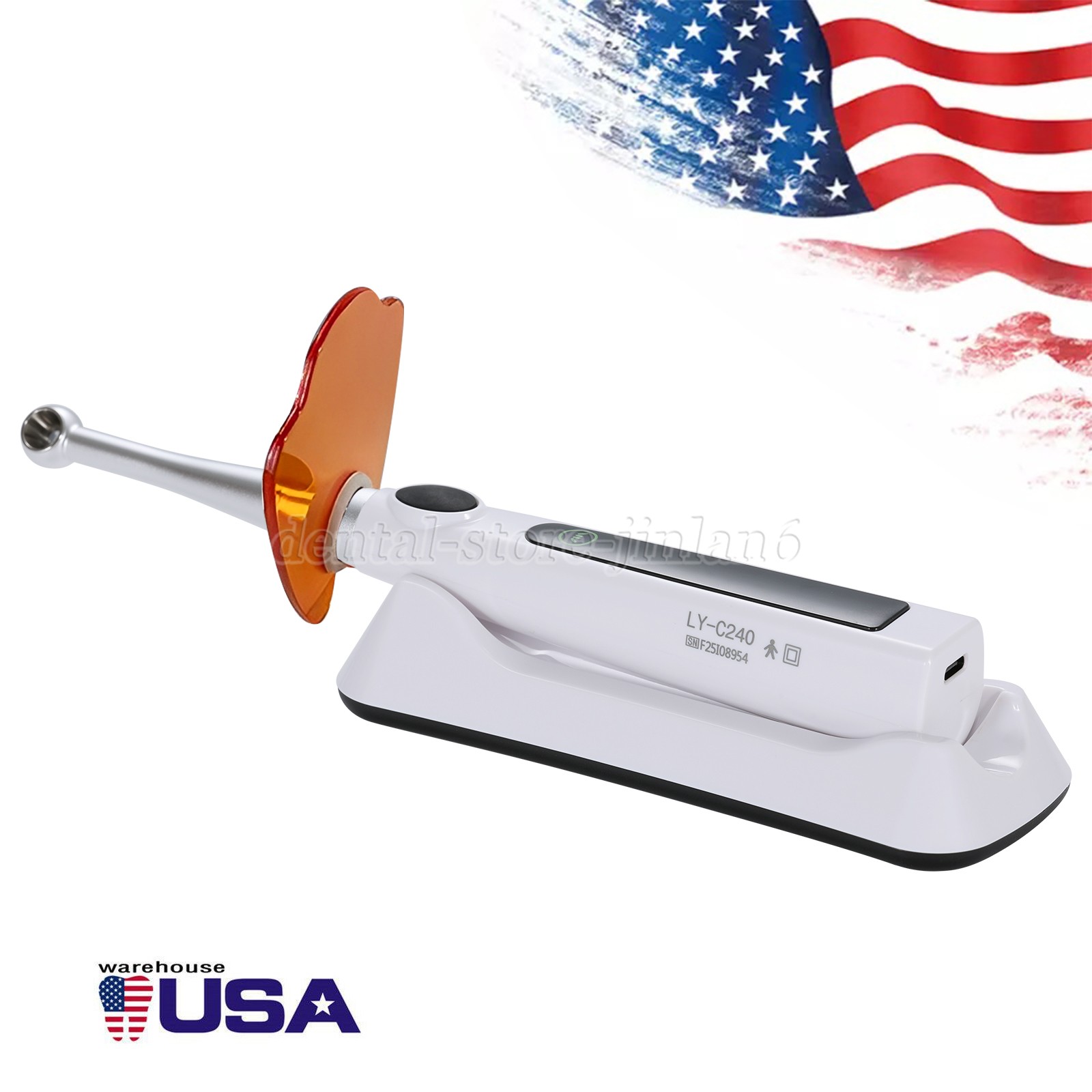 Dental Cordless LED Curing Light Metal Head 1S Cure Lamp 4 Light Intensity Modes