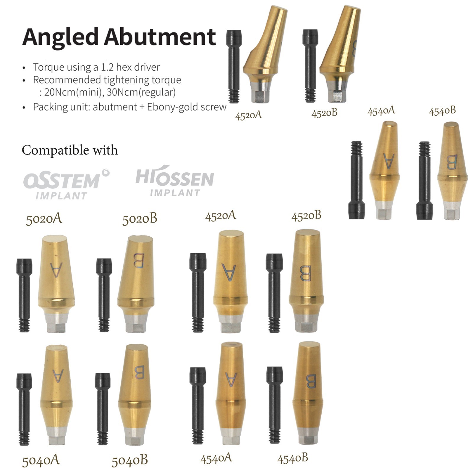 US Dental Mini/Regular Anatomic Abutment Angled 17° Abutment For Hiossen ET