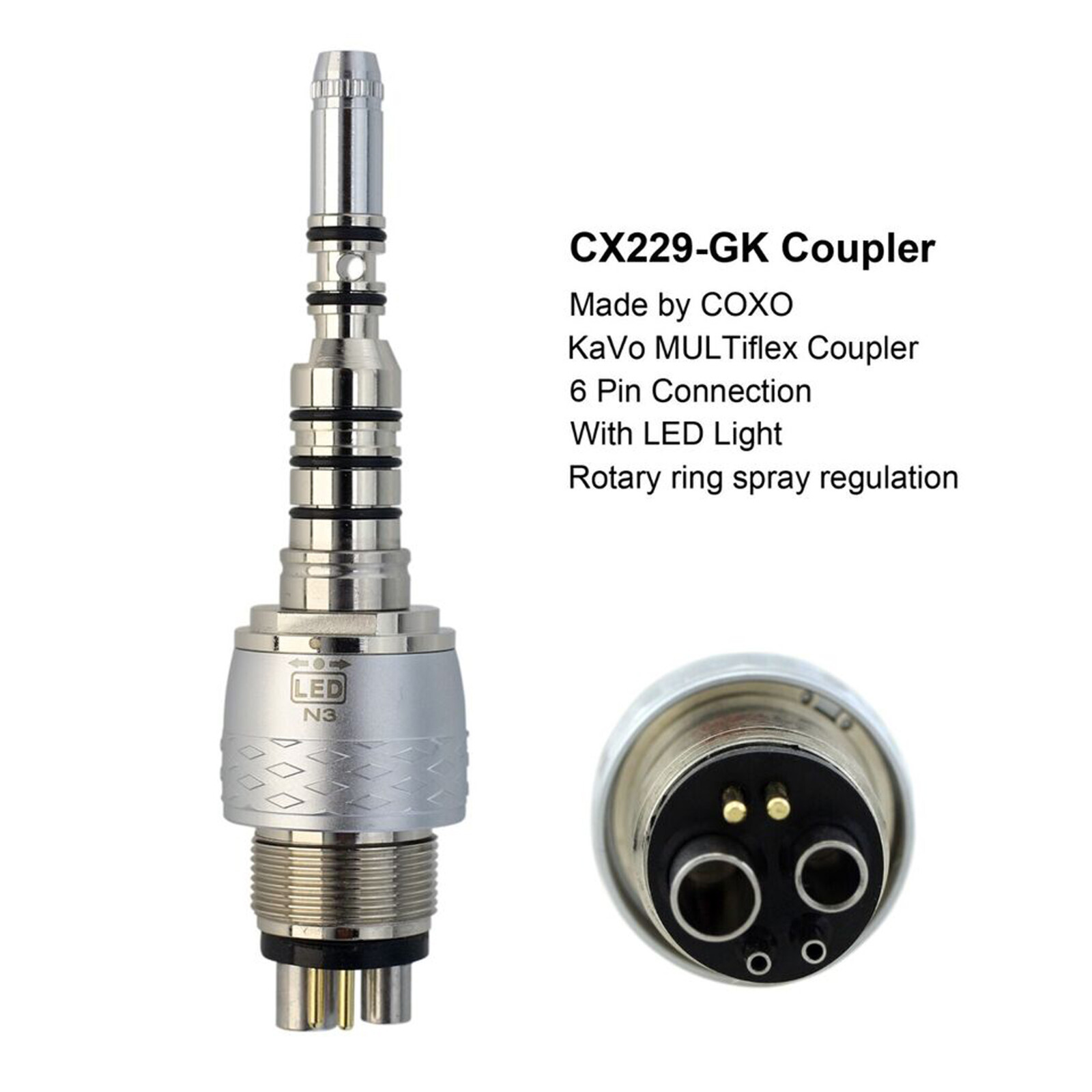 COXO Dental 45 Degree Surgical Handpiece Fiber Optic KaVo MULTIflex LED Coupler