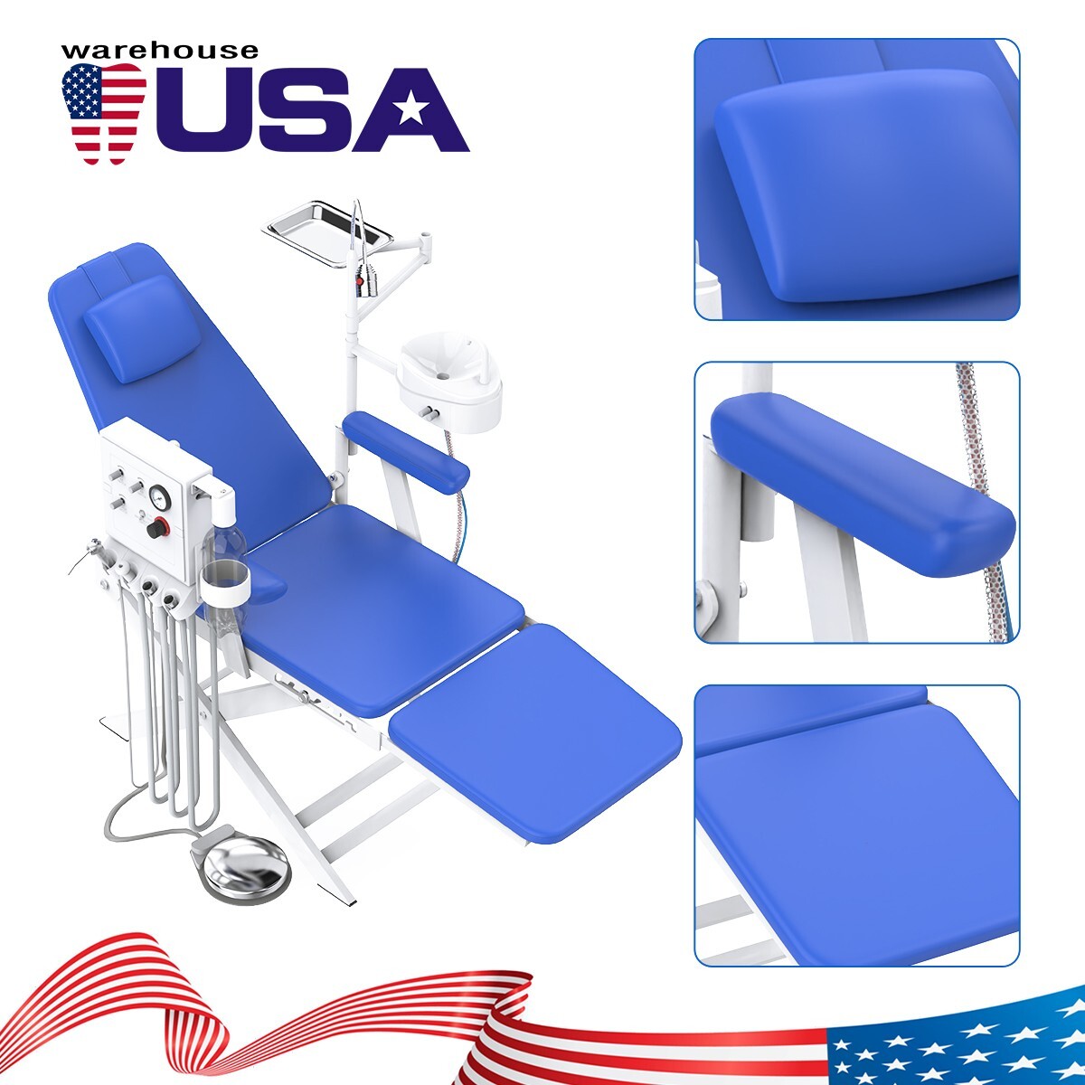 Dental Folding Chair+Turbine Unit/Delivery Cart Unit Compressor Suction System