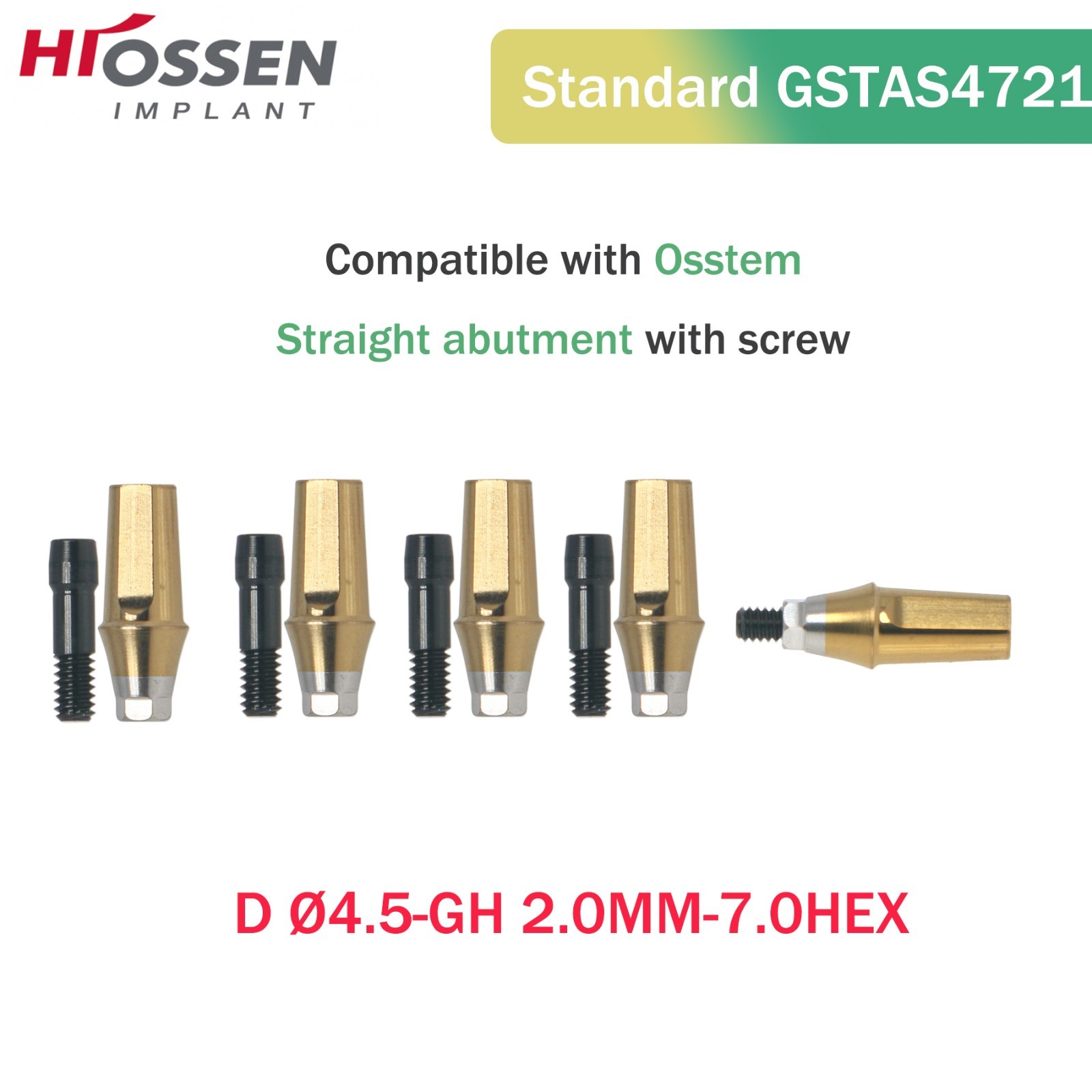 Transfer Straight Titanium Osstem GS Implants Abutment Compatible Regular Ø4.5