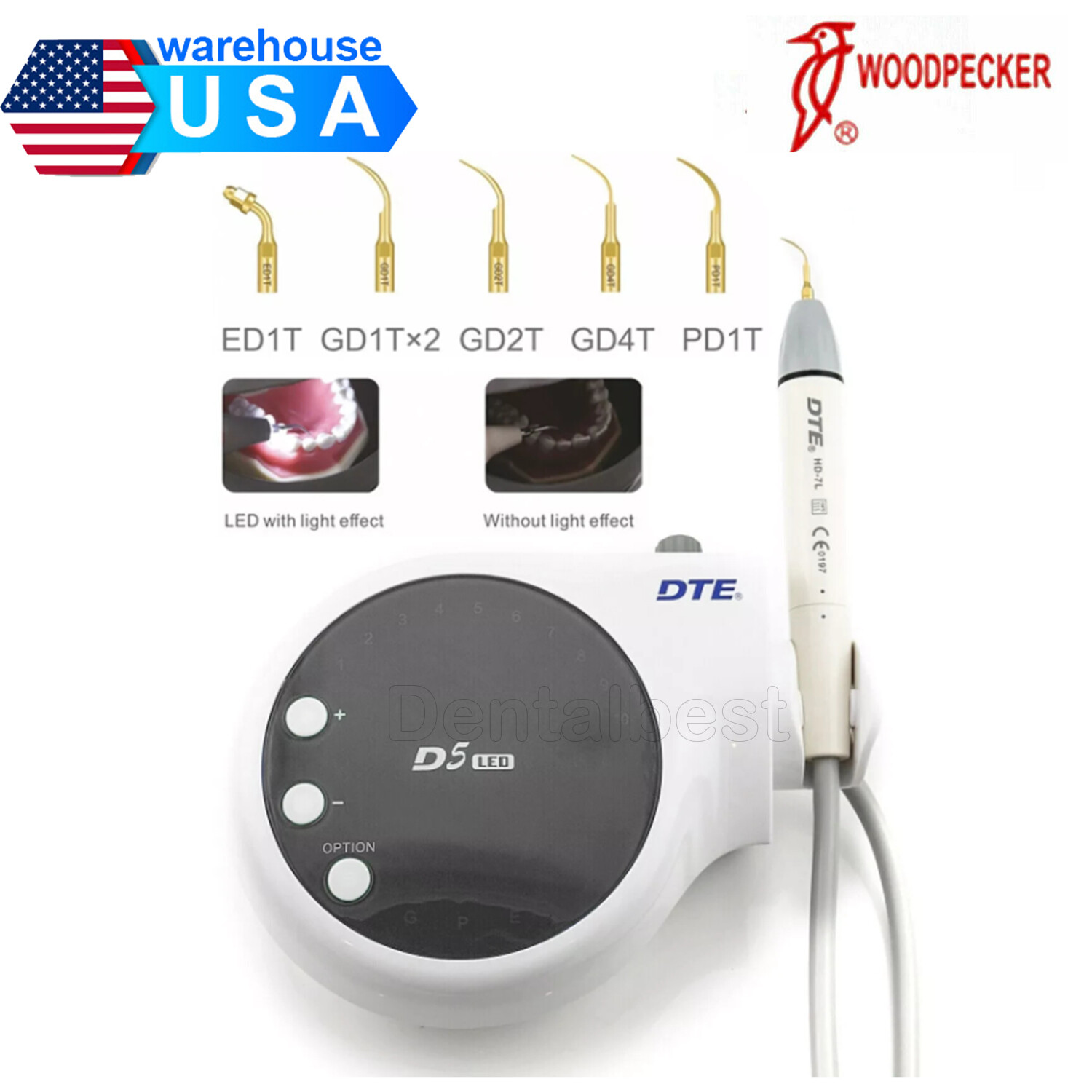 Woodpecker DTE D5 LED Dental Ultrasonic Piezo Scaler Handpiece Satelec Cavitron