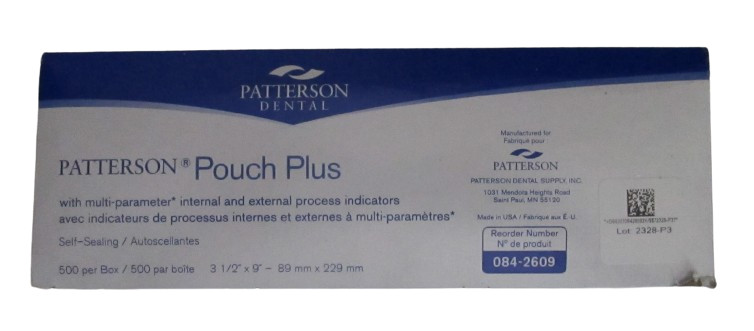 Patterson Dental Sterilization Pouch Plus 3 1/2″x9″ Self-Sealing & Indicators
