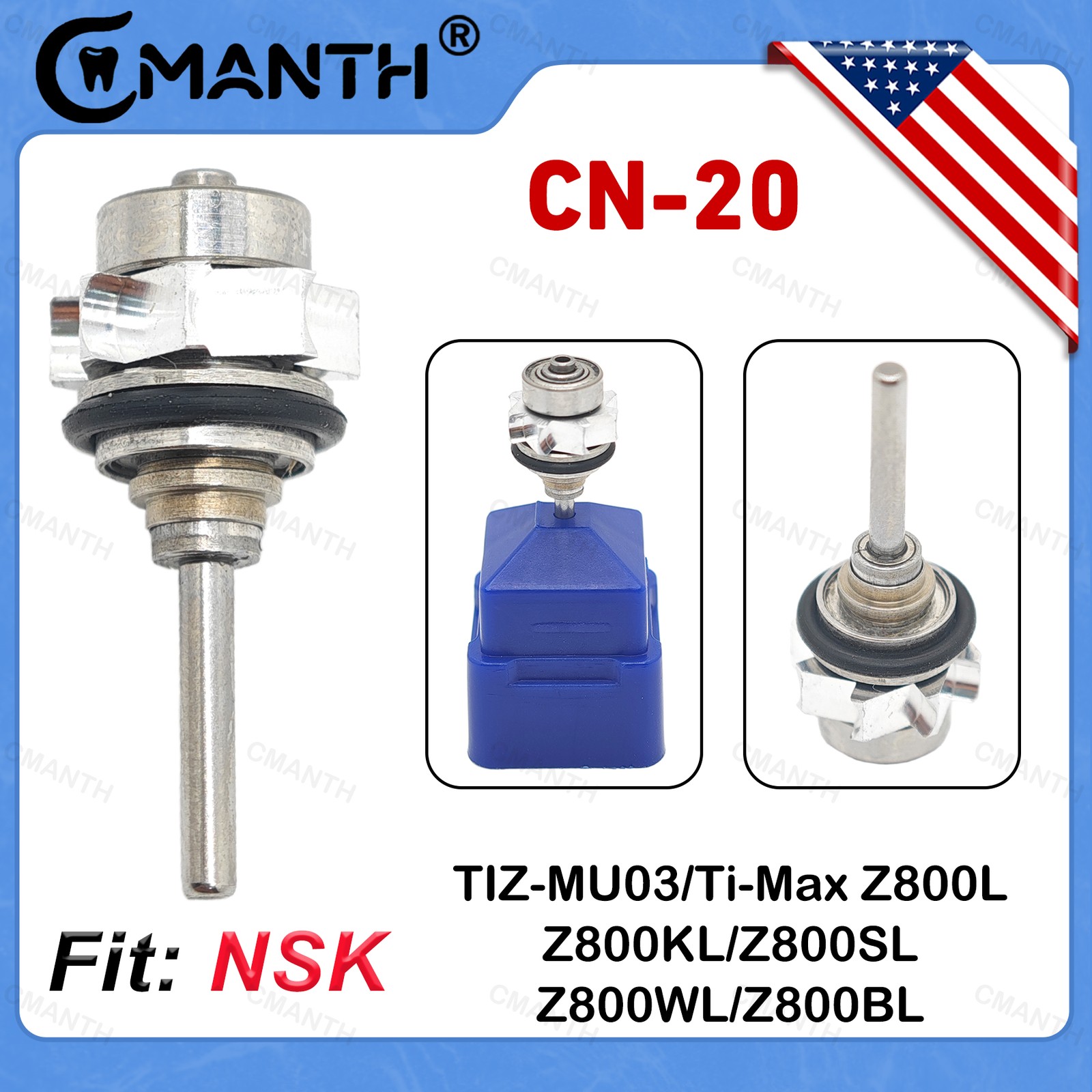 US Dental Handpiece Rotor Fit NSK TIZ-MU03 TI-Max Z800L/Z800KL/Z800SL/Z800WL/BL