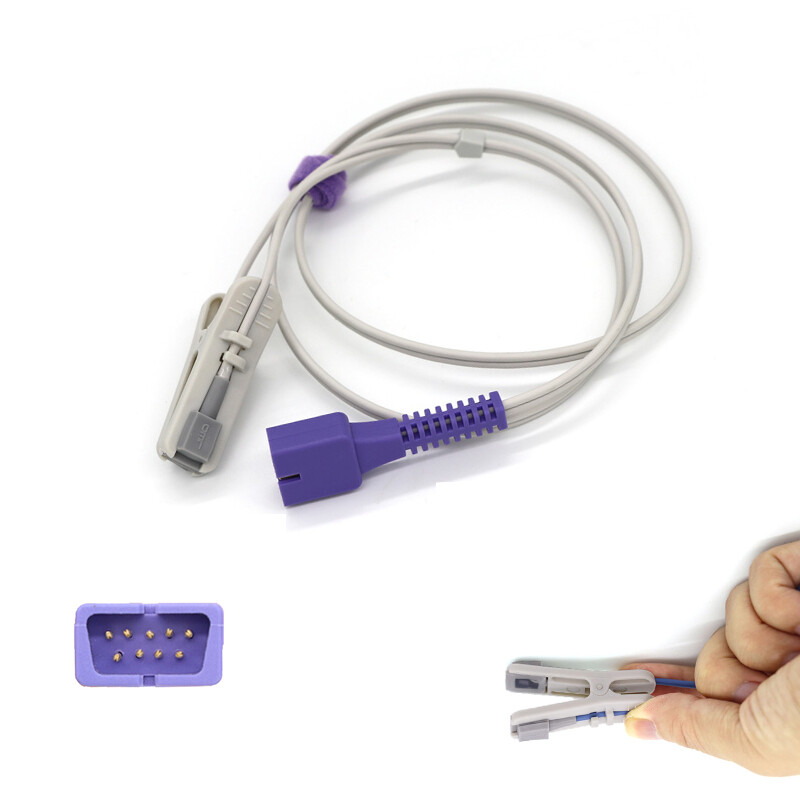3Pcs Adult Ear Clip SPO2 Sensor Probe 1m 9pin DB9 Apply to Nellcor N-560 N-600