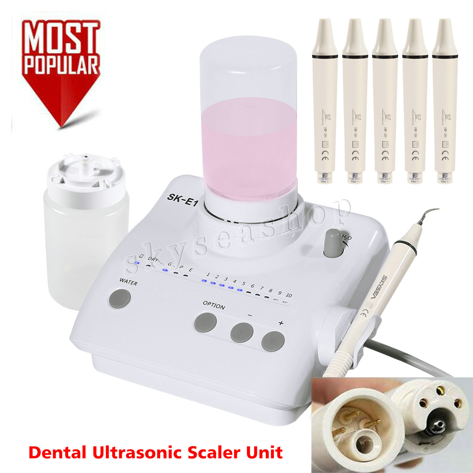 Dental Ultrasonic Piezo Scaler +2 Bottles fit EMS Cavitron /5*Handpiece CZ