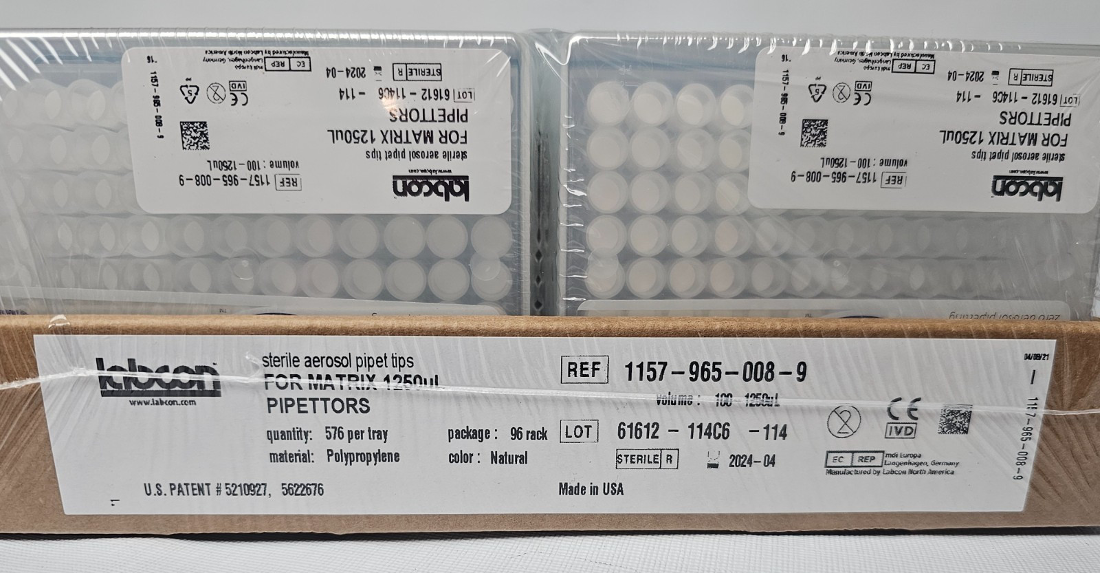 Labcon 1250µL Sterile Aerosol Pipette Tips Full Case 48 Racks REF 1157-965-008-9