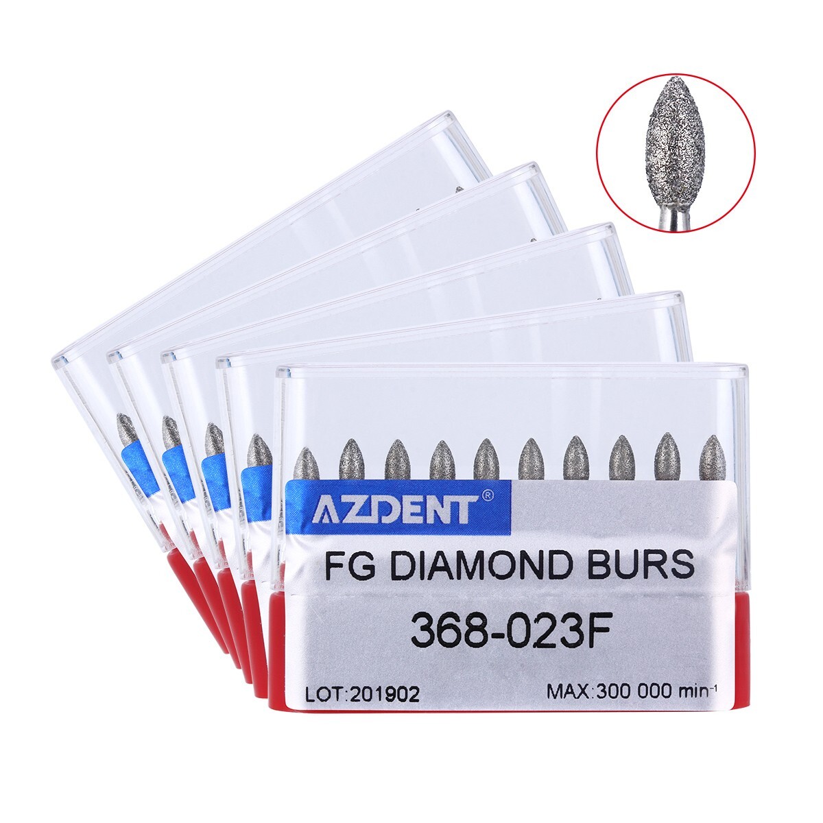 10Pcs Dental Diamond Burs FG Football #368-023F Fine Red DEFEND Friction Grip