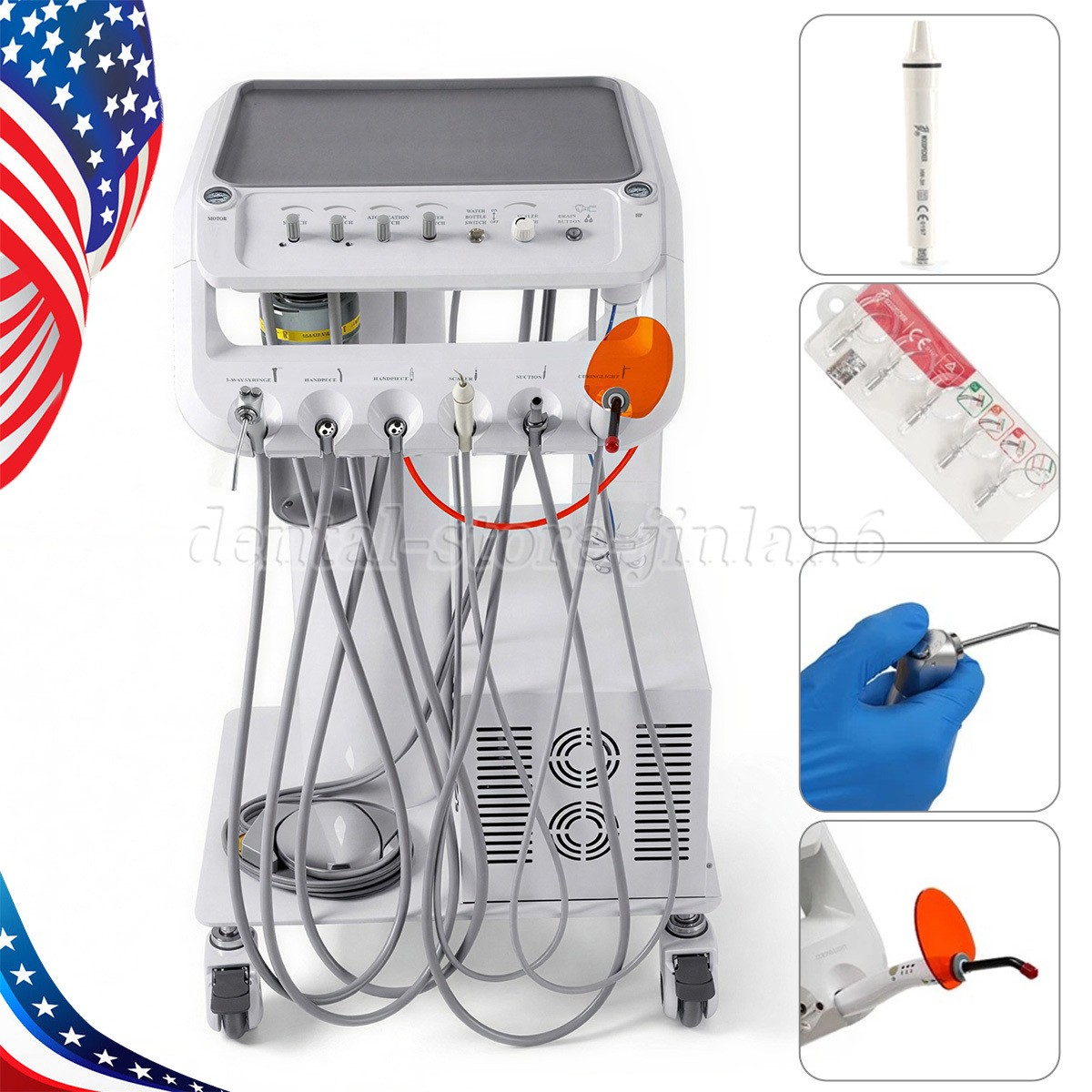 Portable Dental Mobile Delivery Unit with Compressor Curing Light suction Scaler