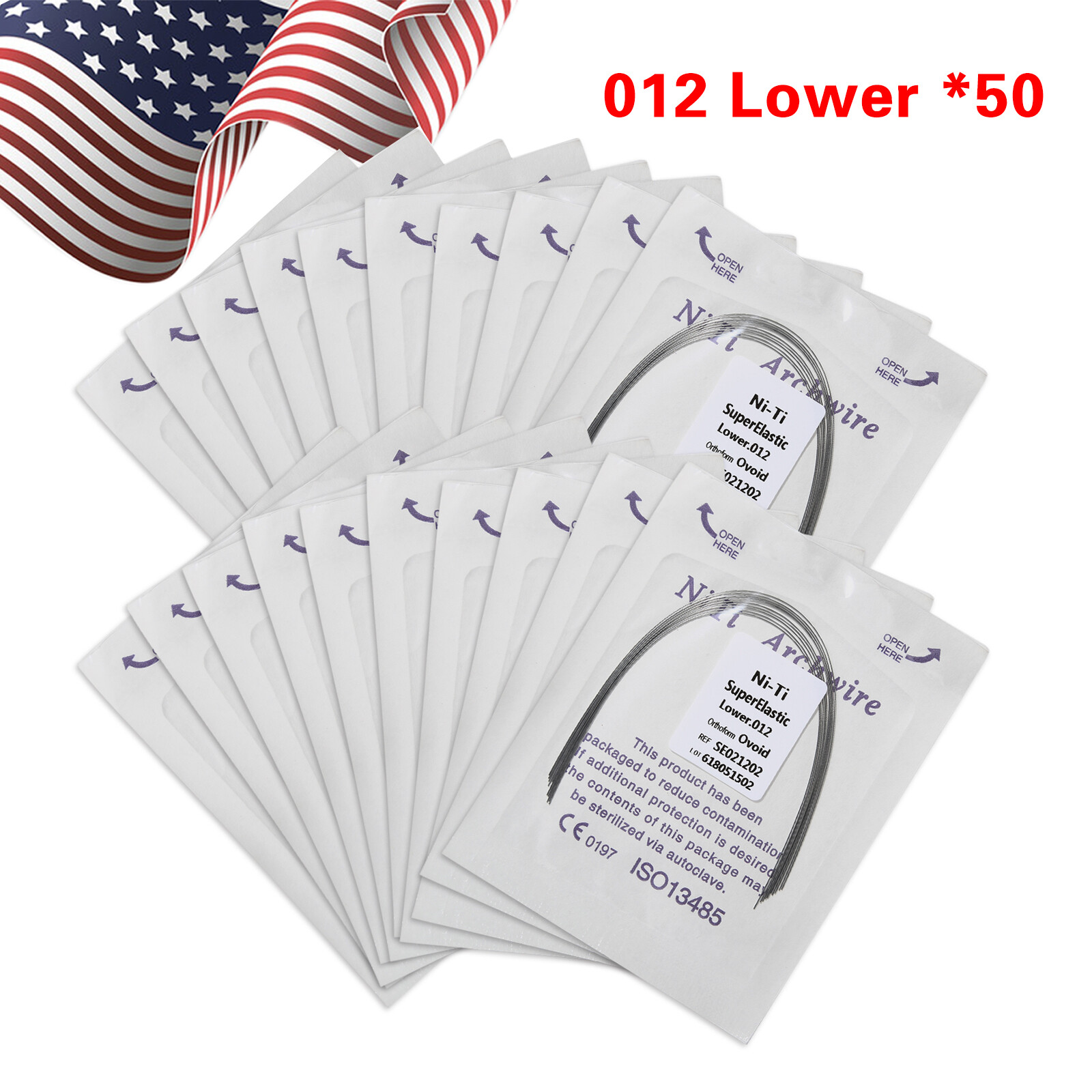 50 Packs Dental Orthodontic Super Elastic Niti Round Arch Wires Ovoid Form 500pc