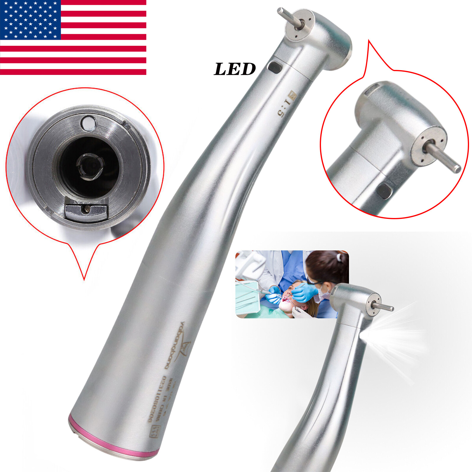 Dental 1:5 1:4.2 20:1 Fiber Optic LED 1:1 20:1 LED Fiber Optic Contra Angle