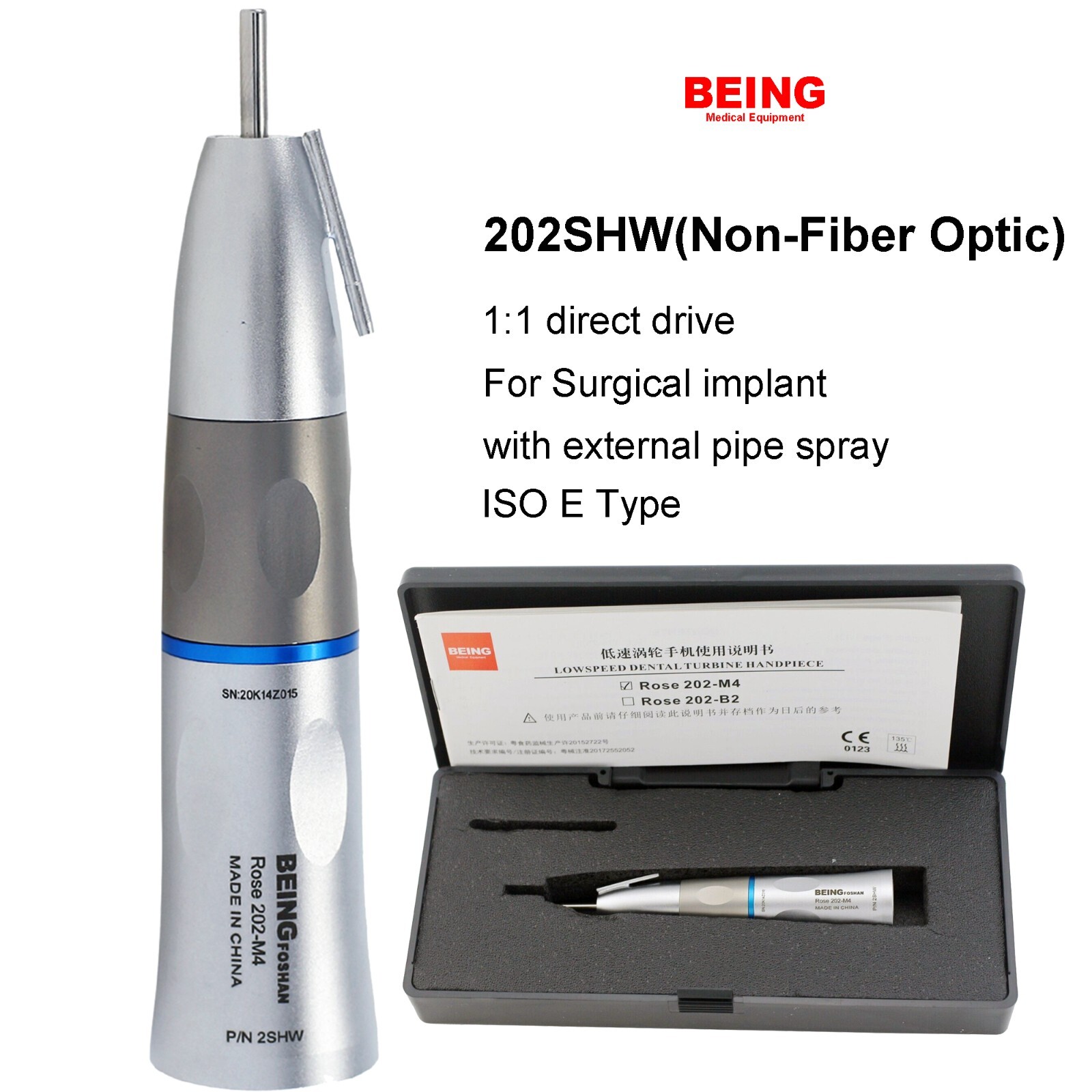 COXO Dental 1:2 Surgical Handpiece Straight Attachment 20 Angle 1:1 E-type NSK