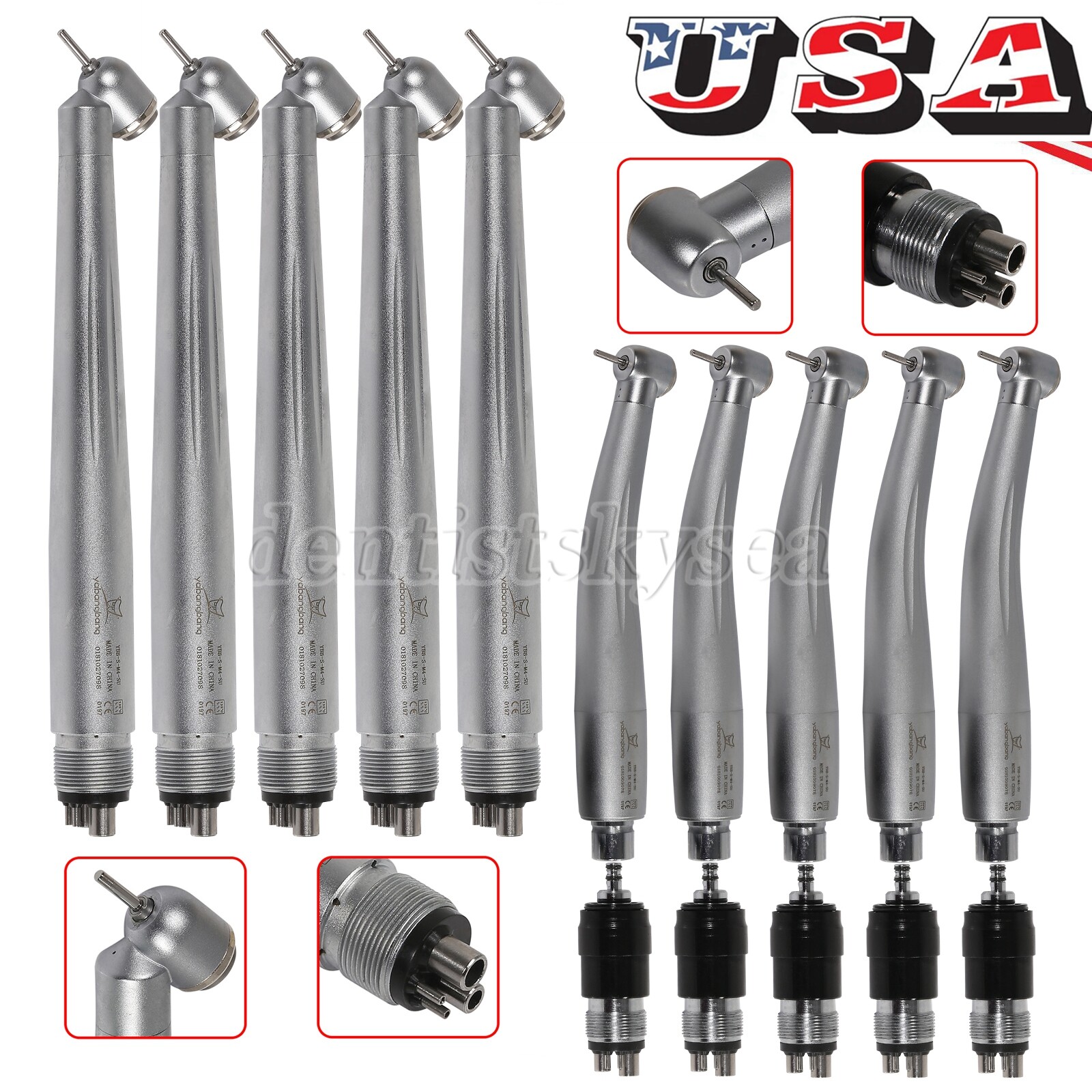1/5/10Pcs Dental (45° Degree) 4Holes High Speed Handpiece Quick Coupler YBNK4