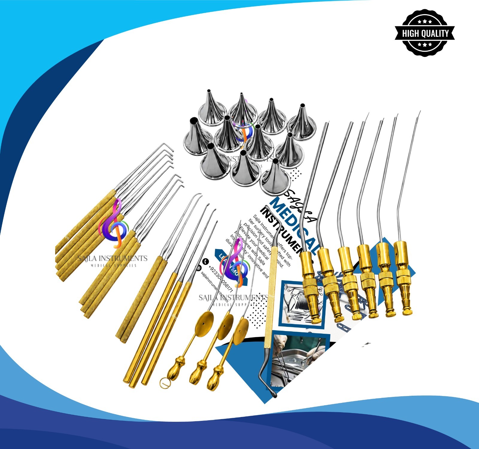34PCS Otology Surgical Instrument Set ENT Ear Surgery Kit Stainless Steel