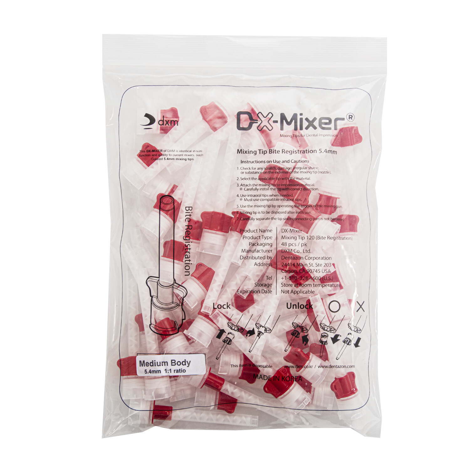 48Pcs DX-Mixer Dental Impression Material Mixing Tips 6.5/5.4/4.2mm Korea Made