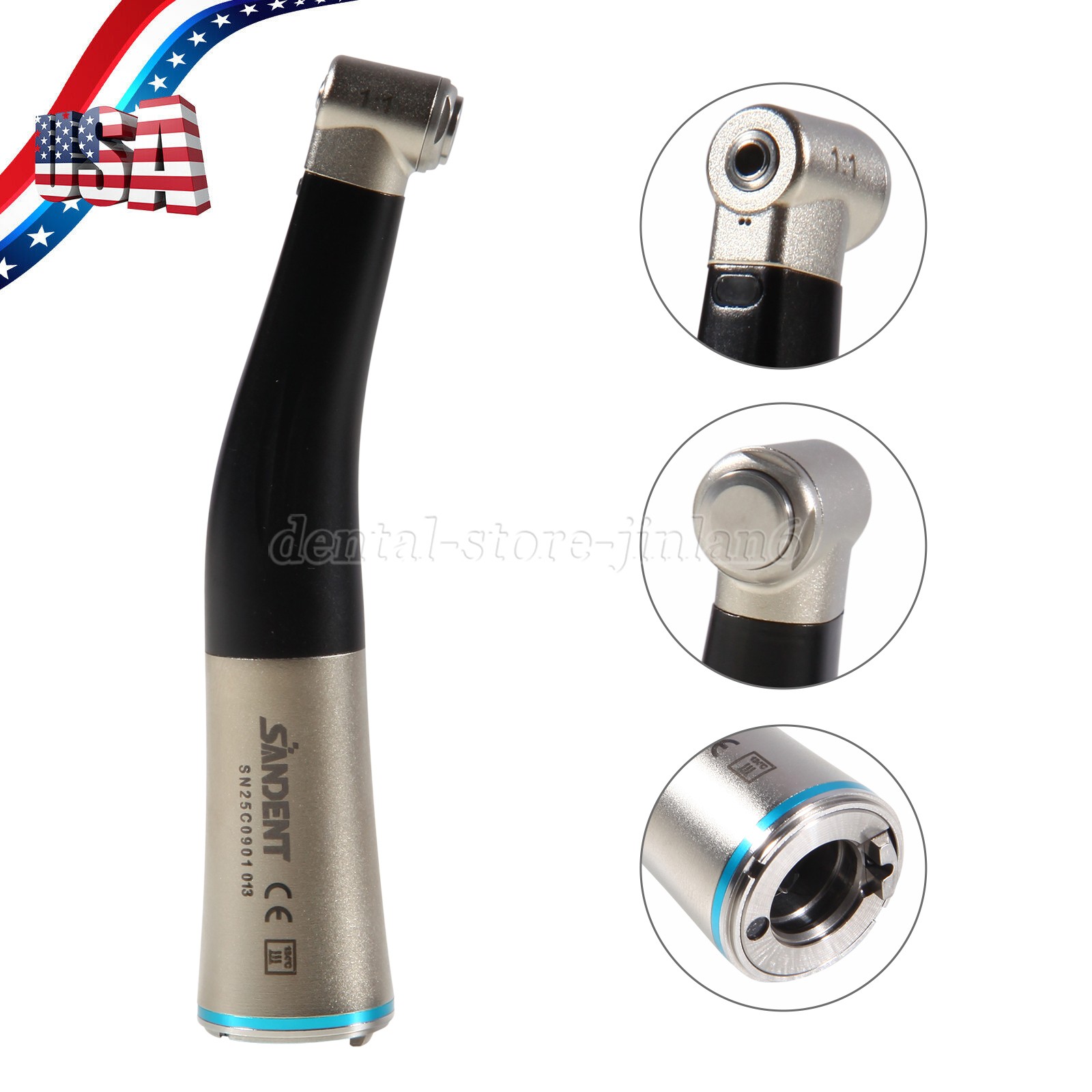 Dental Ti-Max X25L 1:1 Fiber Optic Contra Angle Handpiece E-type SANDENT