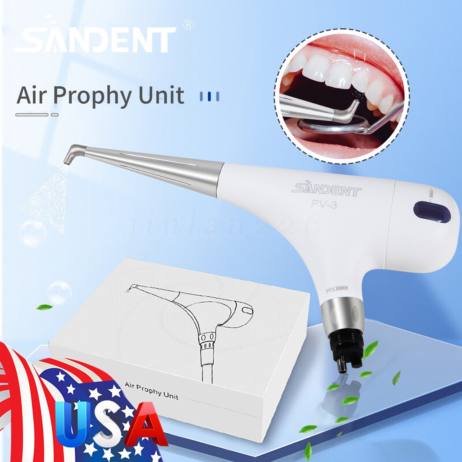 Dental Air Flow Teeth Polishing Polisher Handpiece Hygiene Air Prophy Jet 4Holes
