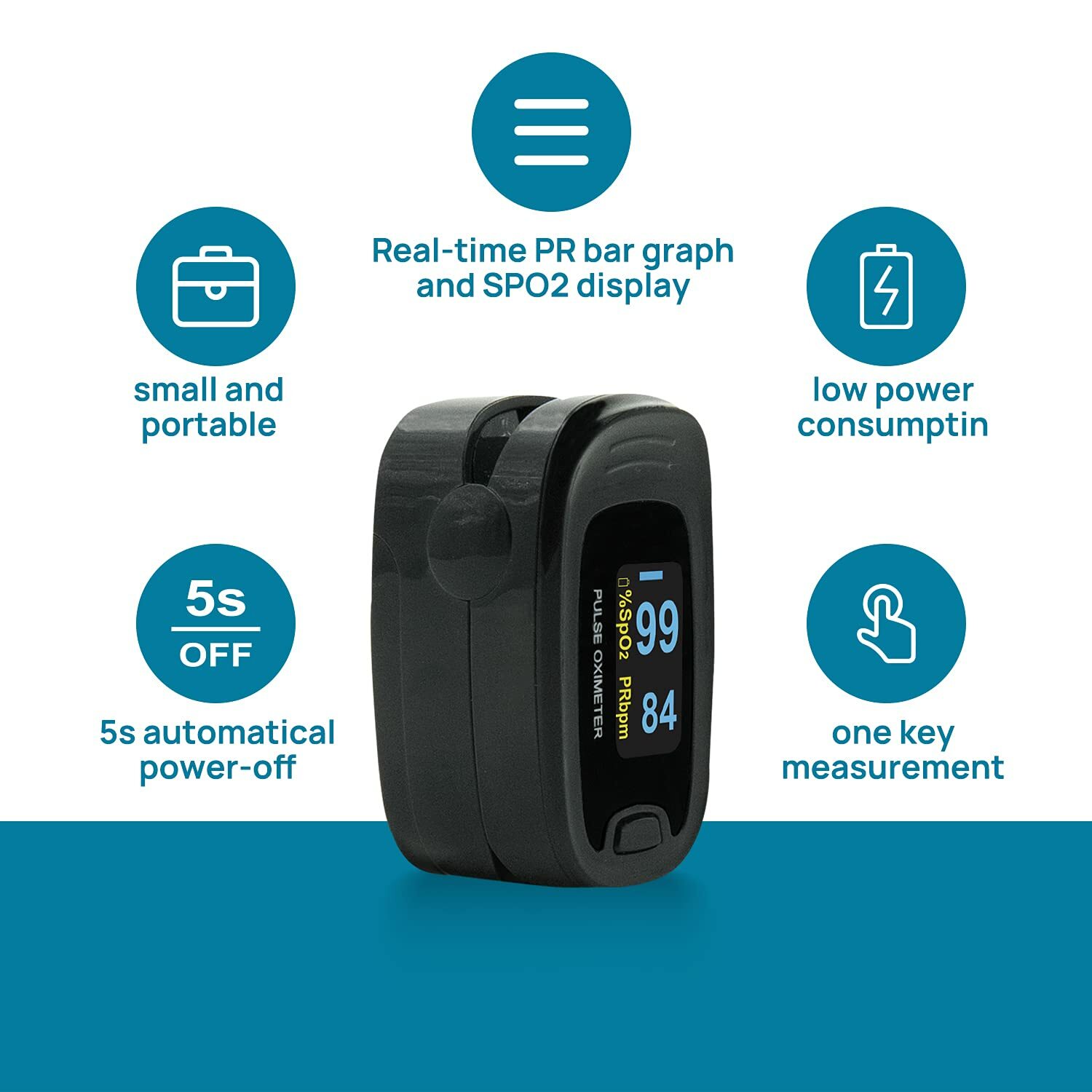 CMS50NA finger Pulse Oximeter spO2 Pulse Rate Blood Oxymeter Black color