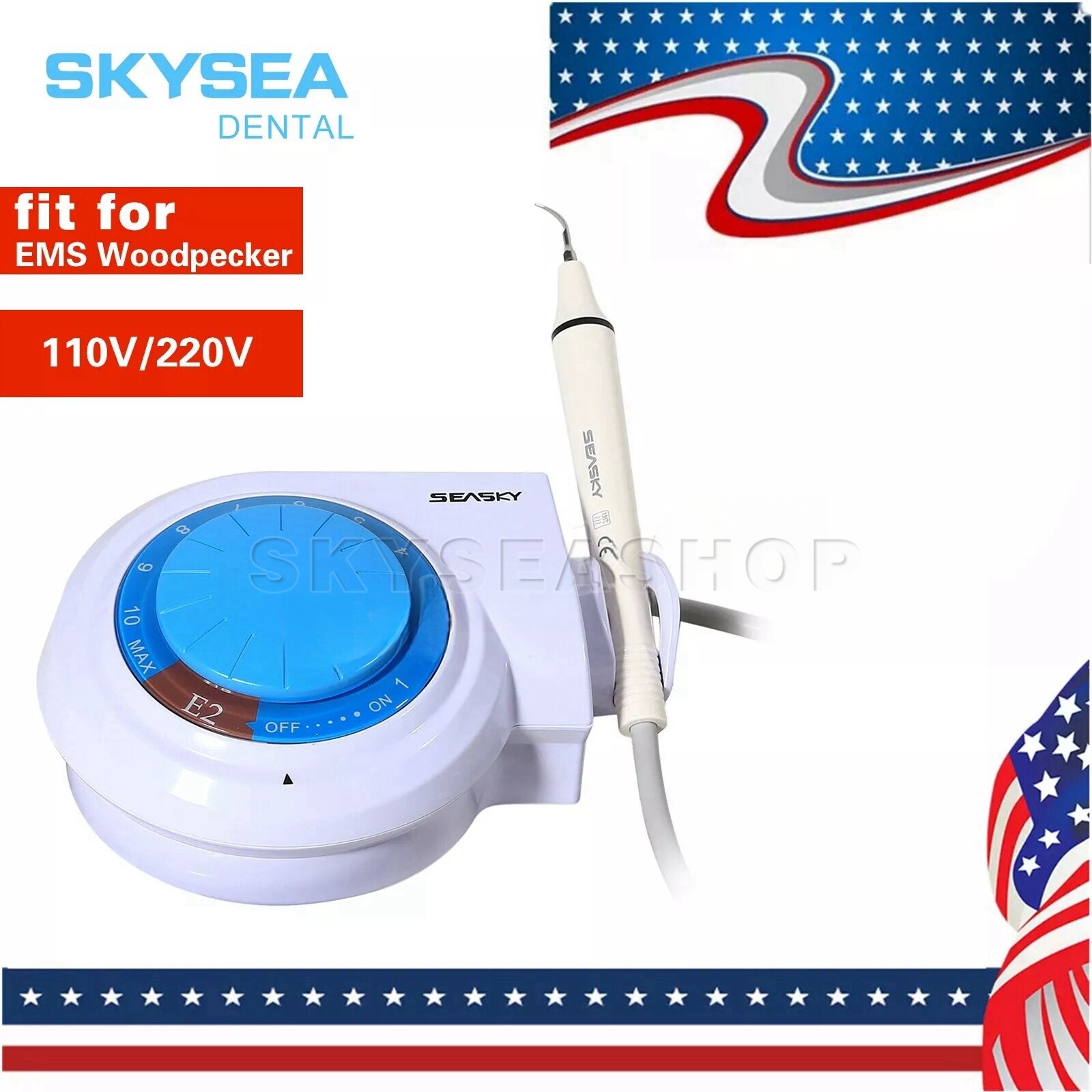FDA Ultrasonic Dental Piezo Scaler E2 W/ Detachable Handpiece fit EMS tips USA
