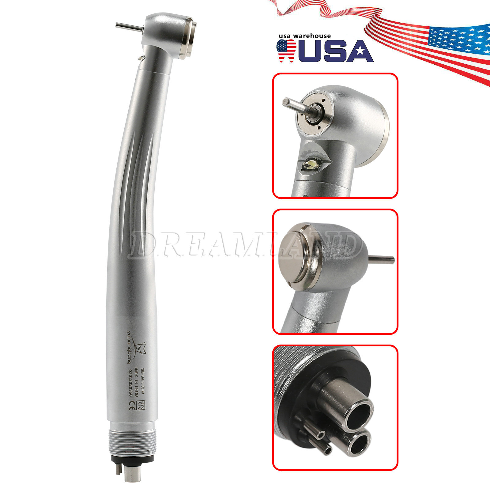Dental High Speed Handpiece Large Torque Push Button Handpiece 4 Hole USA STOCK