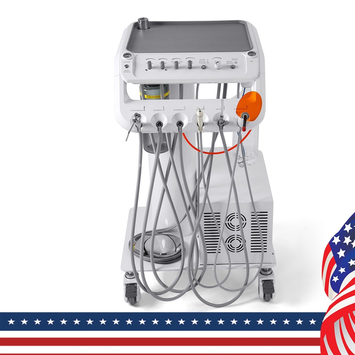 Portable Dental Mobile Delivery Unit System Air Compressor 4H/with Surgical Lamp