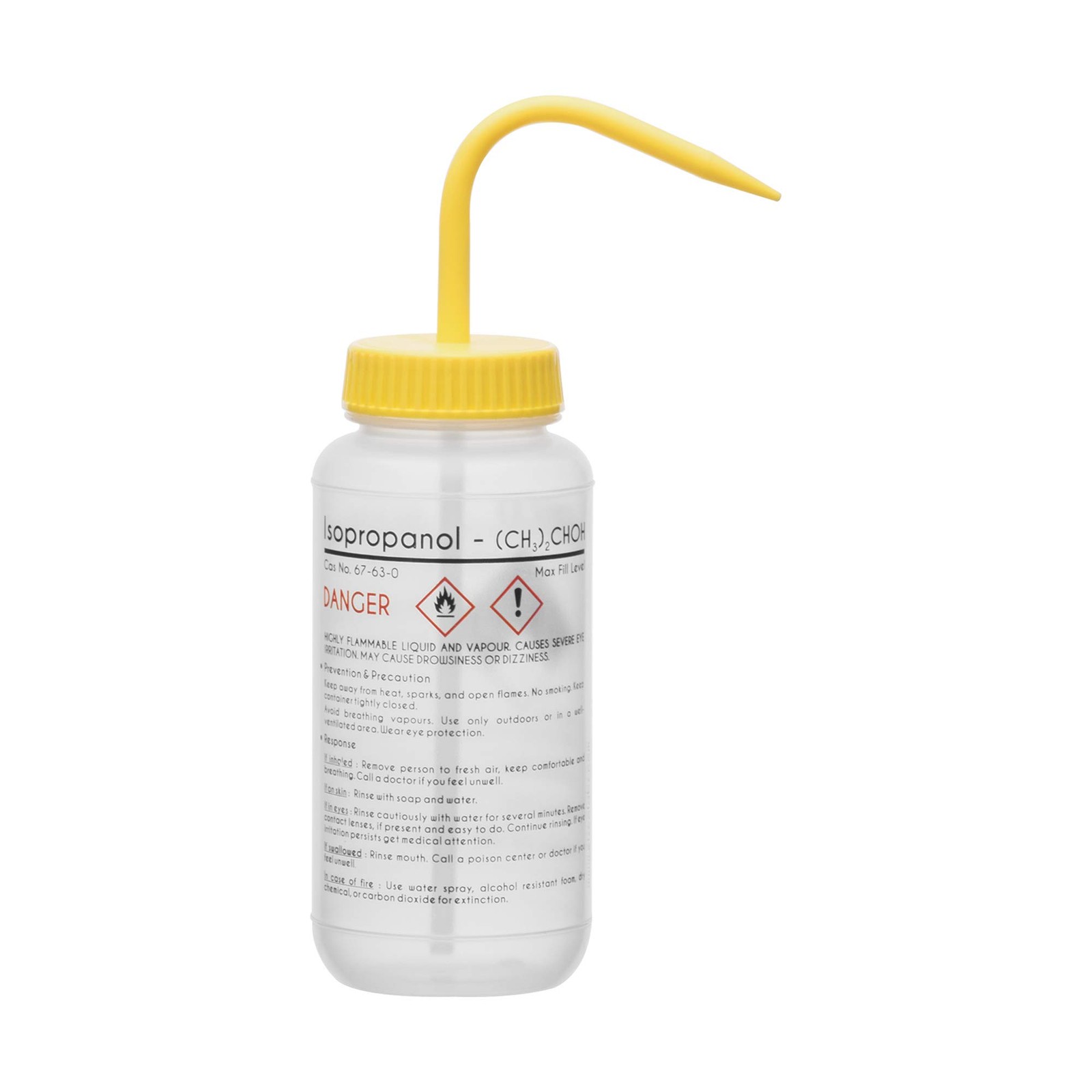 EISCO Wash Bottle for Isopropanol, 500ml – Labeled with 16.9 Ounces, 4 Color