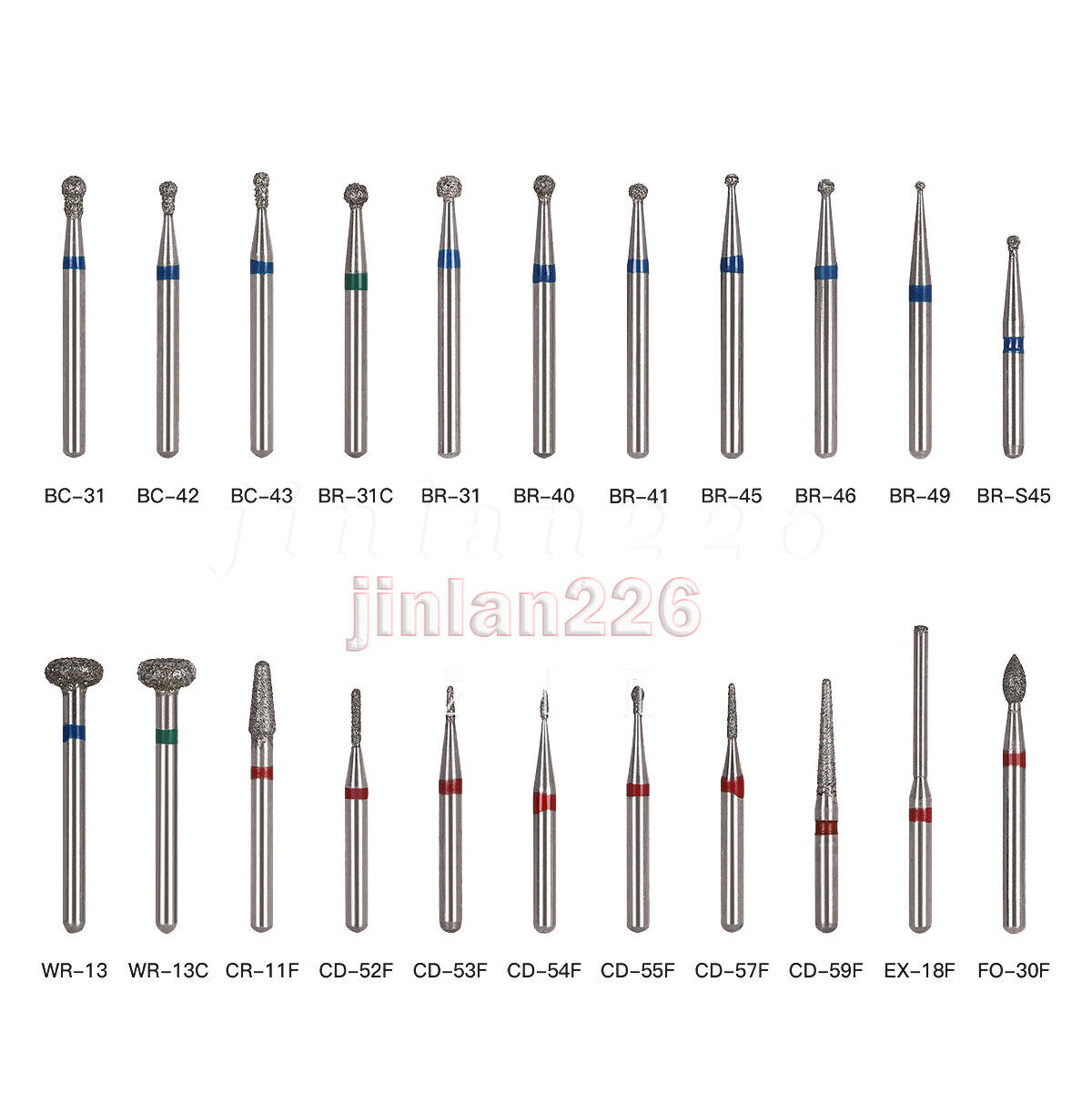 100pcs Dental Diamond Burs for High Speed Handpiece Friction Grip Burs 1.6mm USA