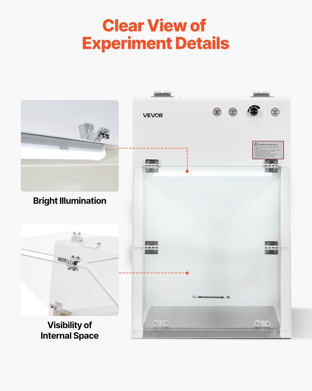 Vertical Laminar Flow Hood, 0.45 m/s Adjustable, LED Light, 65dB, Desktop