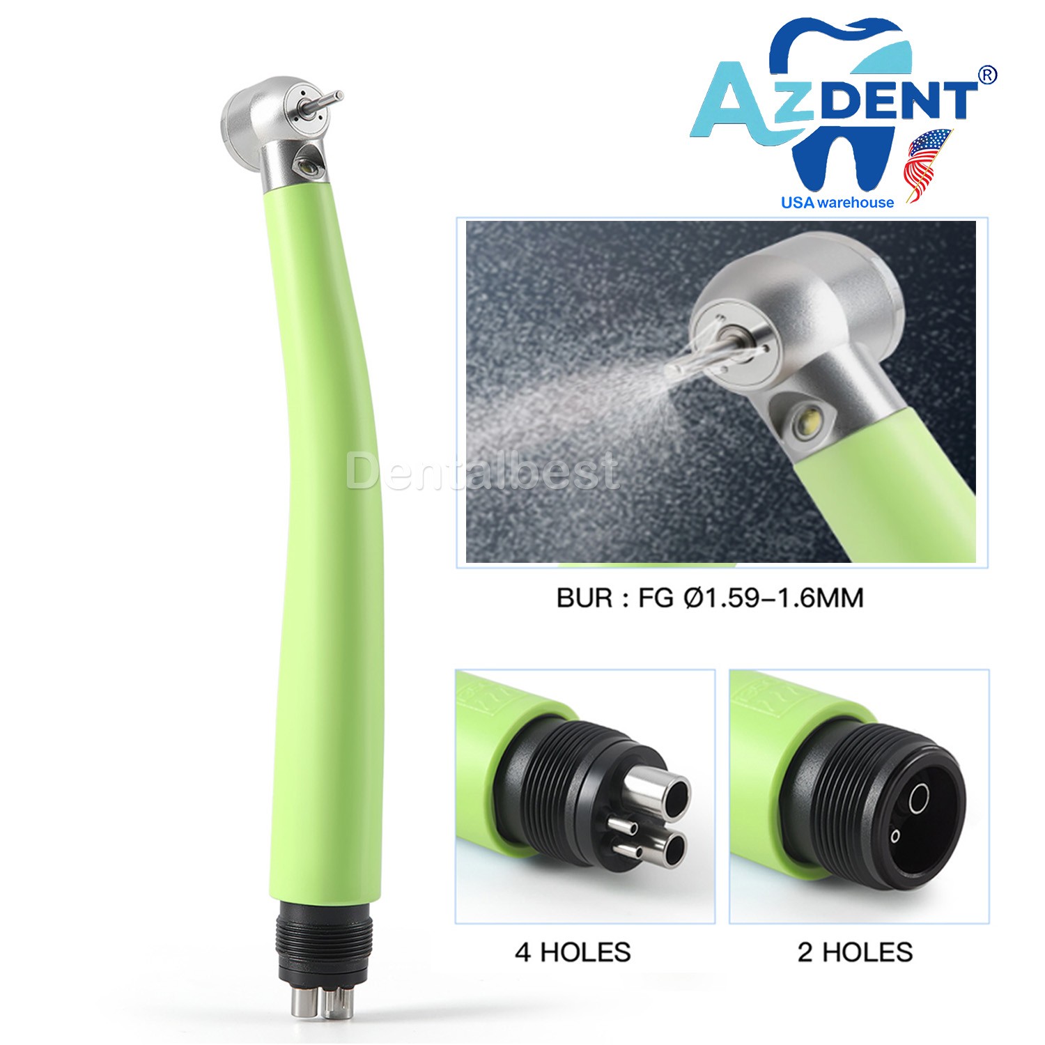 Pieza de mano de alta velocidad con generador eléctrico LED, conexión de 4 Hole