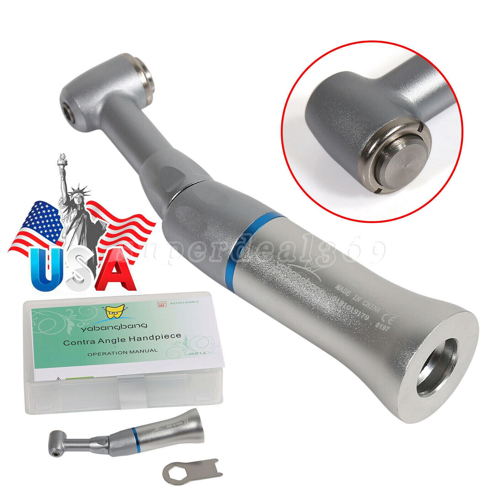 1-5 Dental Low Speed Push Contra Angle Straight Air Motor E-type 2/4H F/ NSK YAD
