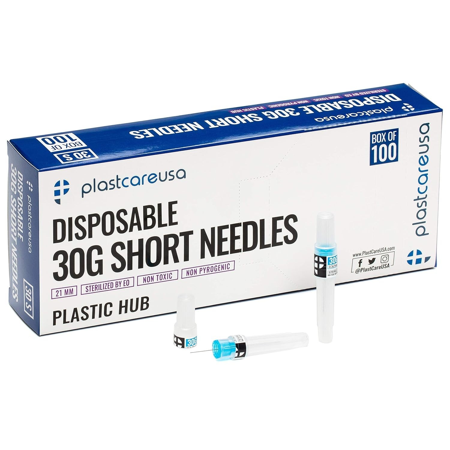 100 Disposable Dental Needles in Perforated Box 30G Short, 21mm Length