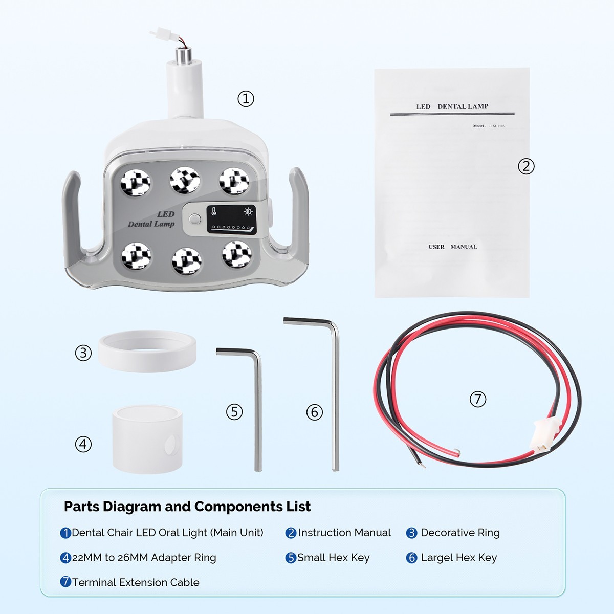 9W Dental 6 LED Lamp Oral Light Lamp For Unit Chair with LCD Display P116