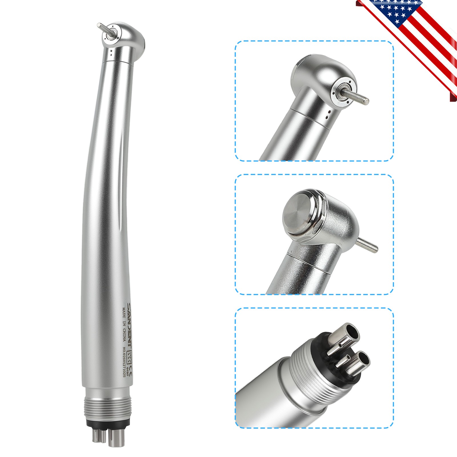 10 SANDENT NSK Style Dental High Speed Handpiece Push Button Standard 4 Hole M4