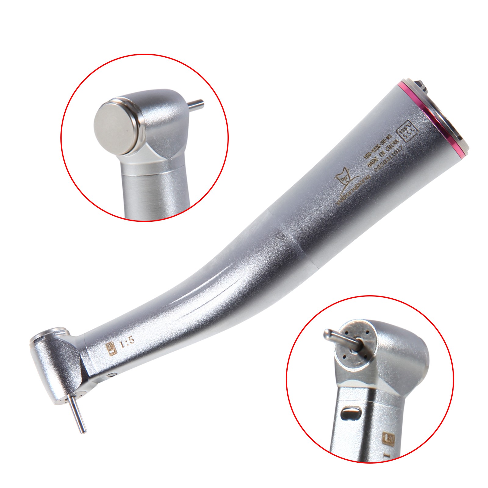 Dental 1:5 Increasing Handpiece Contra Angle LED Fit KAVO NSK Electric Motor CE