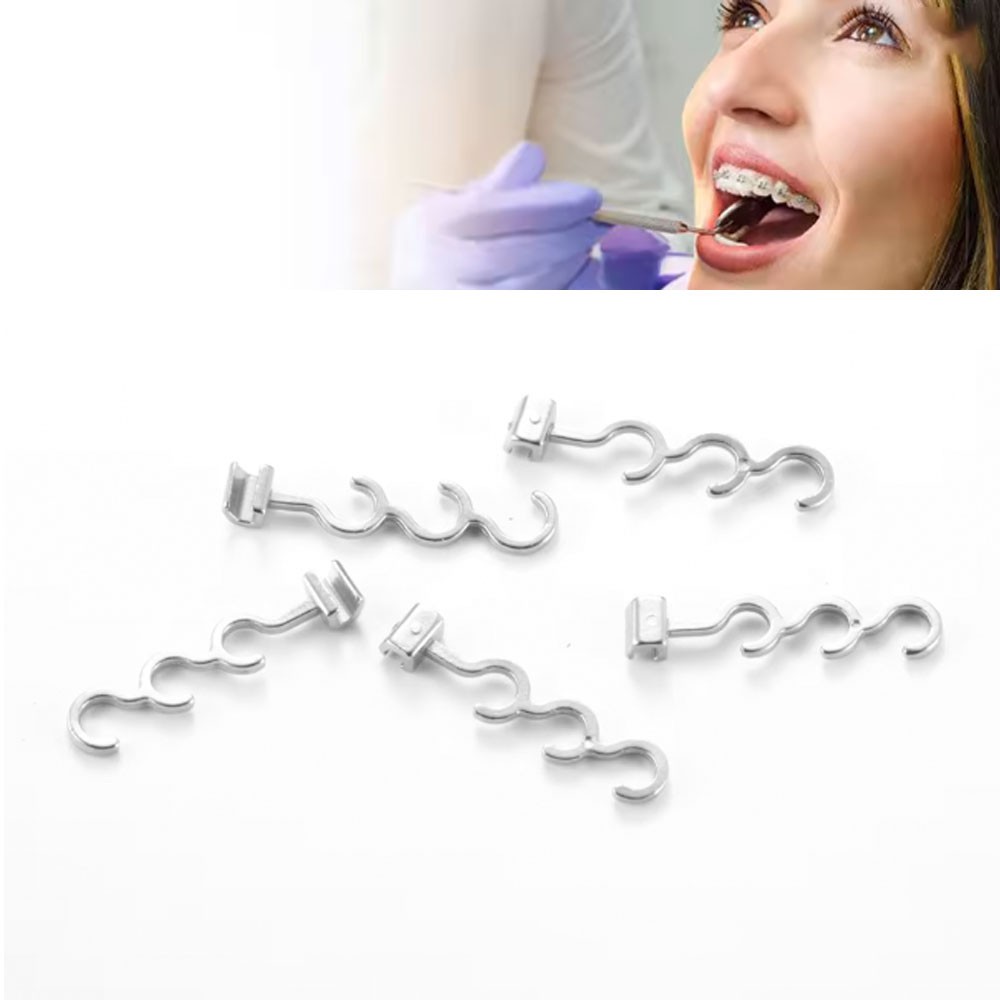 10pcs/pack Dental Crimpable Hook 3Hooks Spiral Multi Function Curved Left Right
