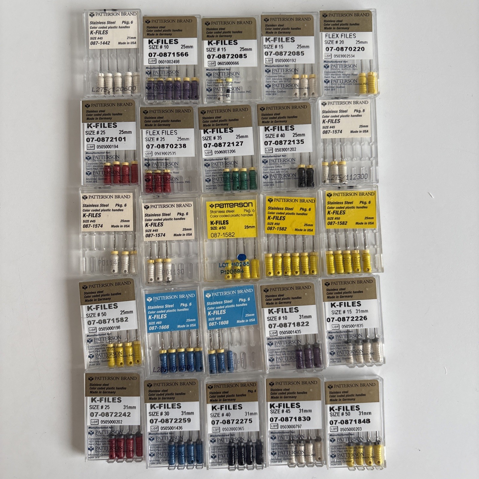 LOT Patterson Stainless K-Files Endodontic Files Germany 94 Pcs 21mm 25mm 3mm