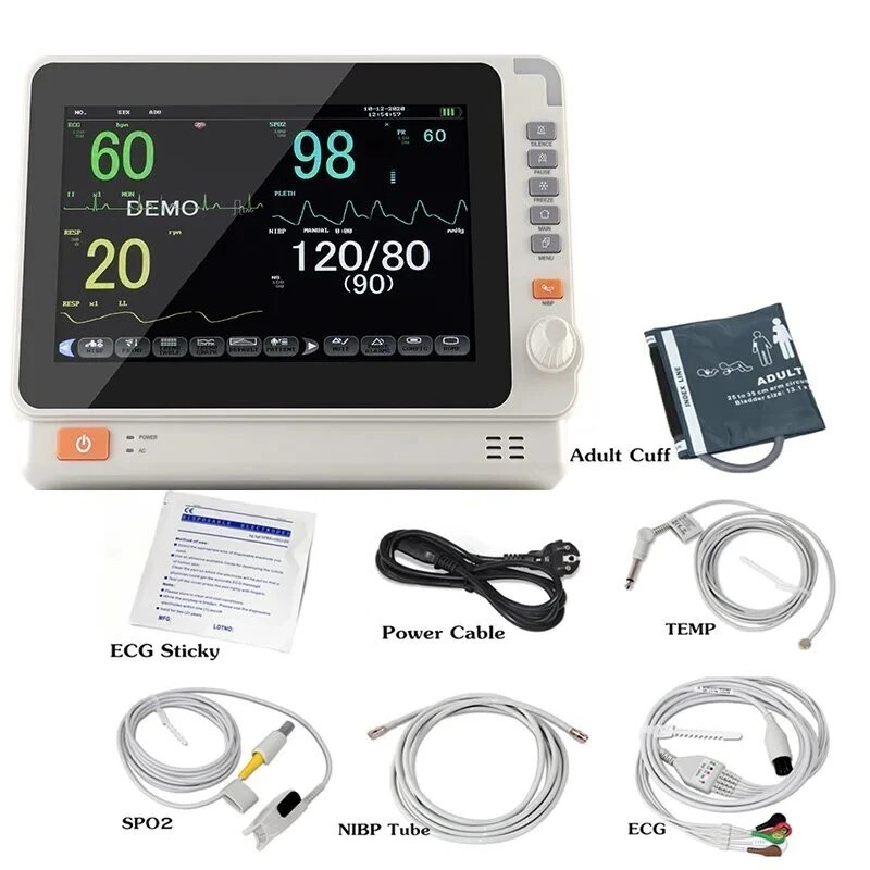 10″ Vital Signs Monitor ECG NIBP TEMP SPO2 PR RESP, US Warehouse Shipment