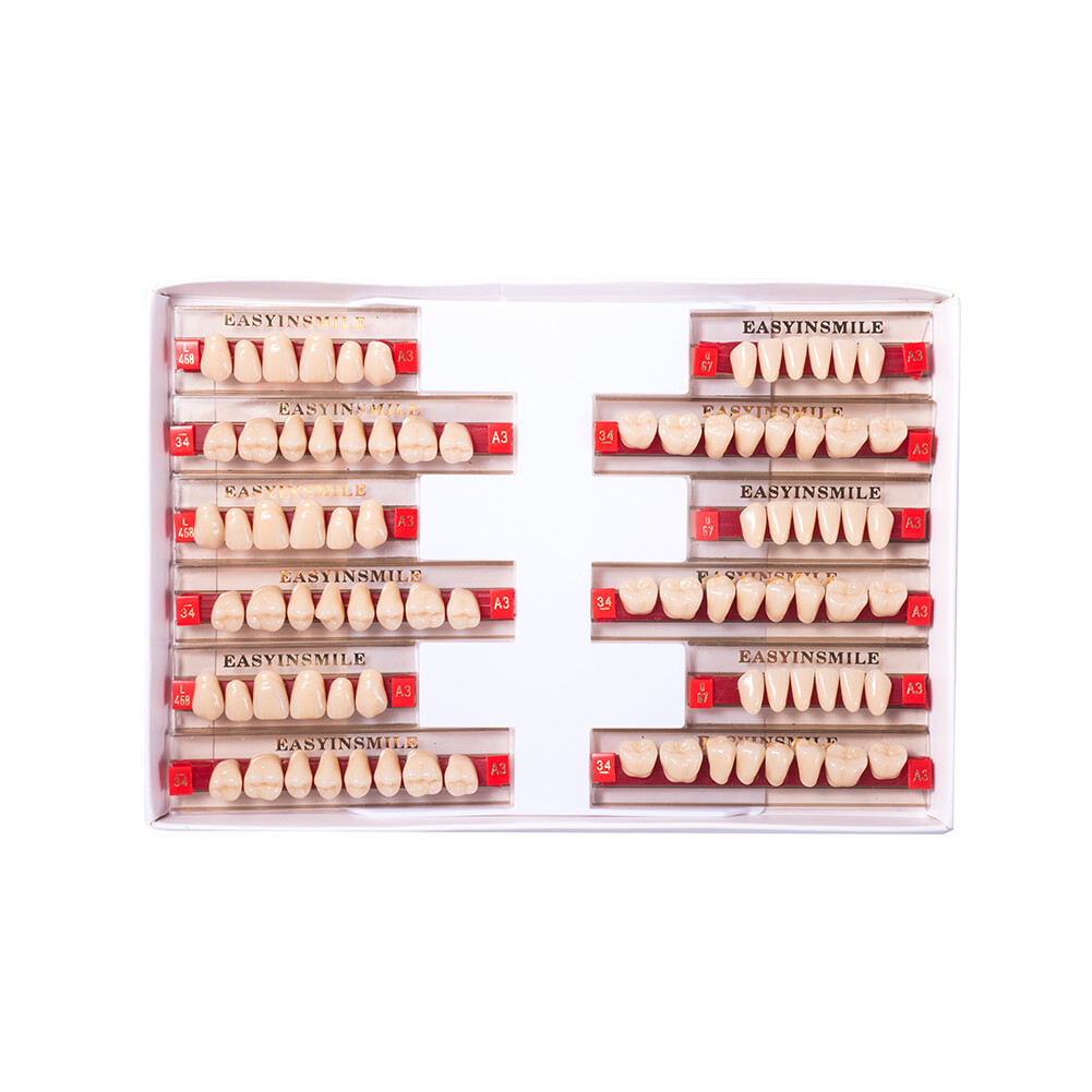 84/96PCS A1 A2 A3 Color Dental Synthetic Polymer FakeTeeth Resin Denture