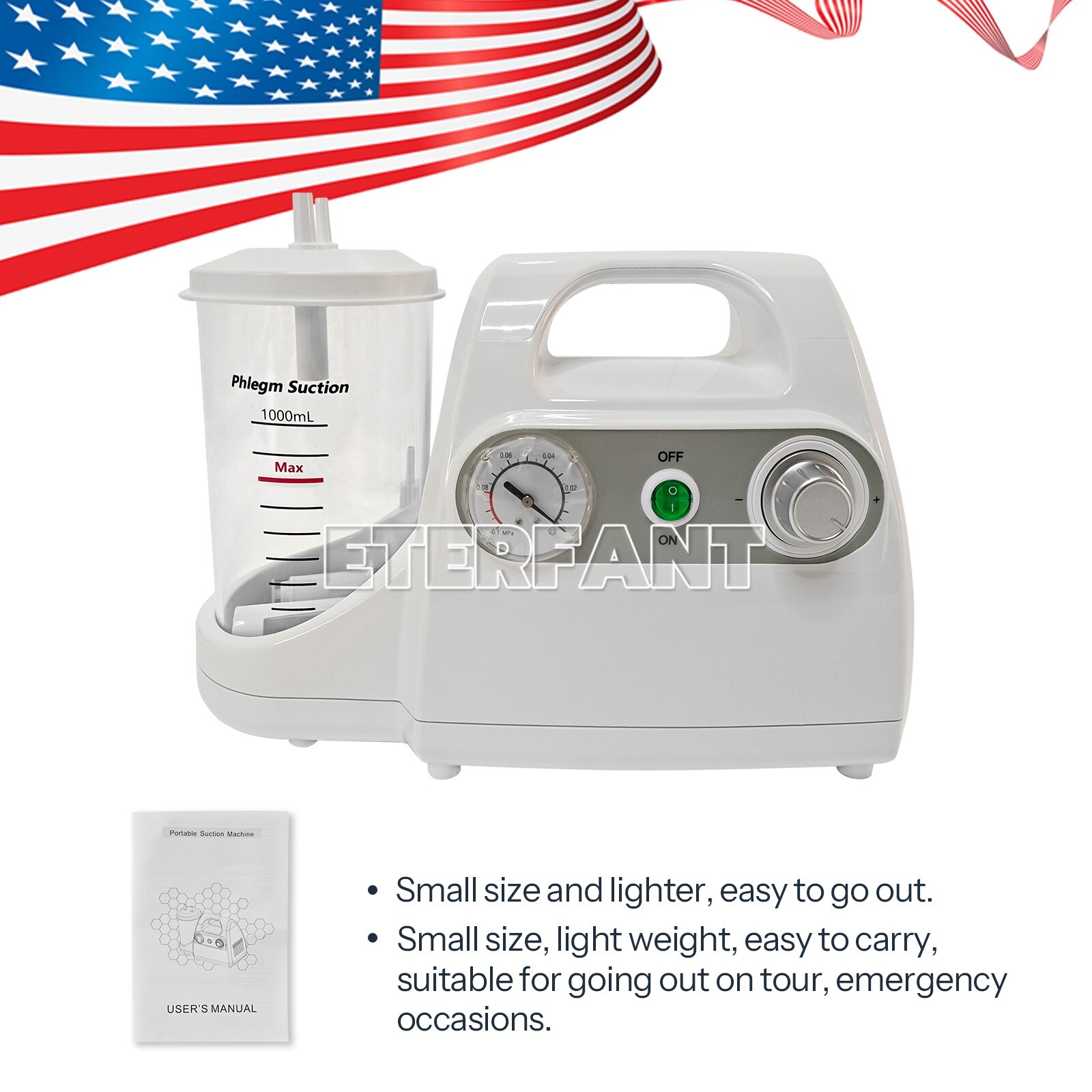 ETERFANT Dental Suction Machine Oral Emergency Vacuum Phlegm Suction Unit