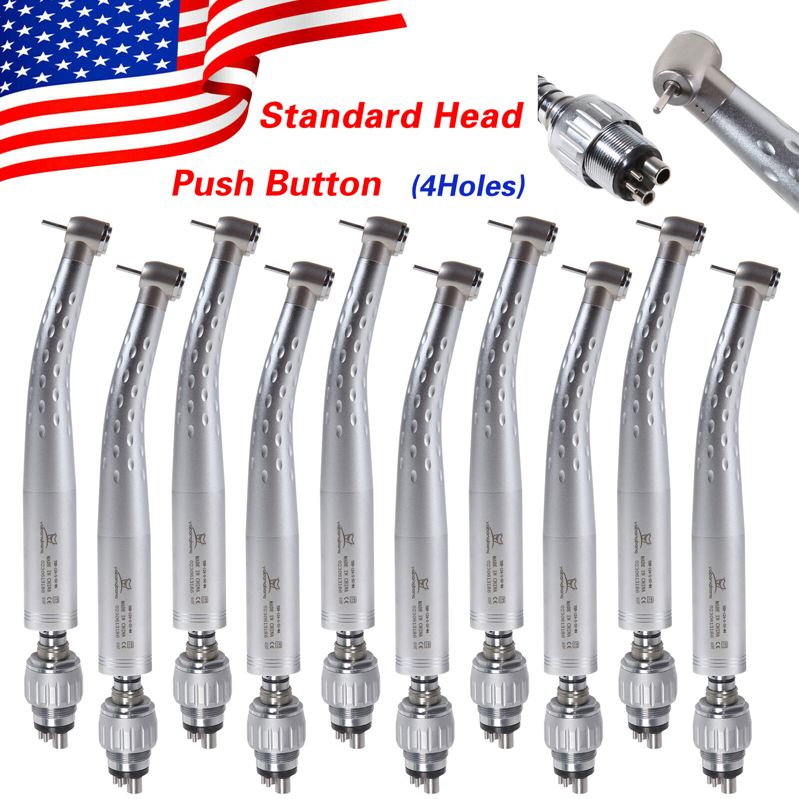 1-10* Kavo Style Dental High Speed Turbine Handpiece Push Button & 4H Coupler to