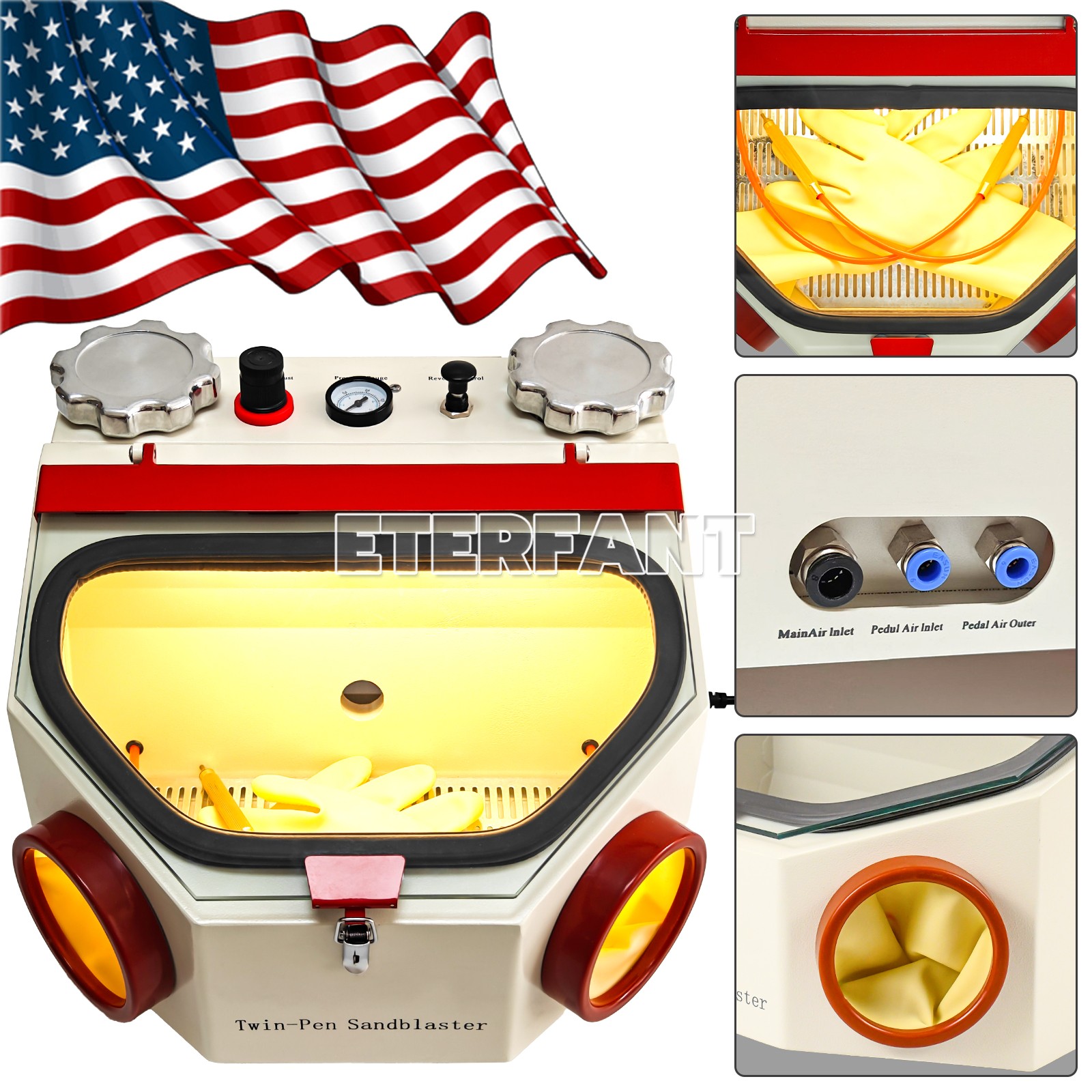 ETERFANT Twin Pen Sandblaster Double Pen Sand Blaster/Dust-Free Grinding Machine