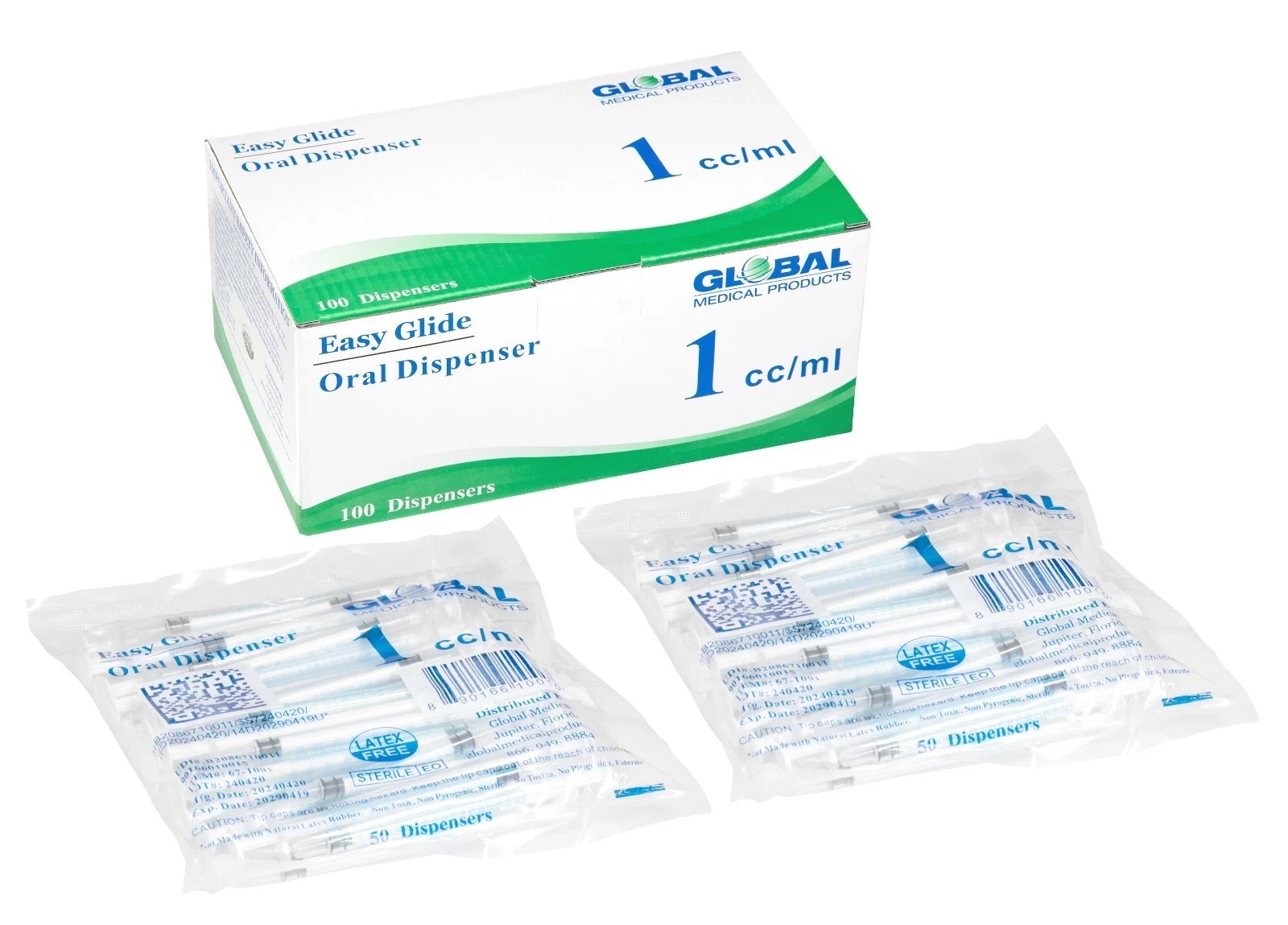 Global Medical Products – 1cc ORAL Syringe – QTY 100 – Sterile – WITH TIP CAPS