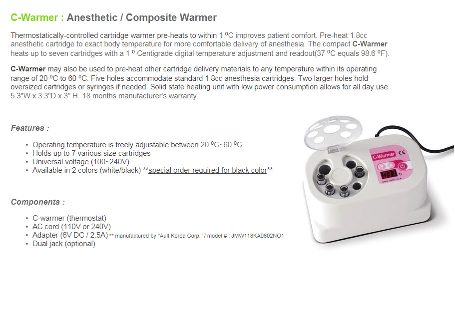 DXM Dentazon C-Warmer Anesthetic Composite Cartridge Resin Warmer Compule